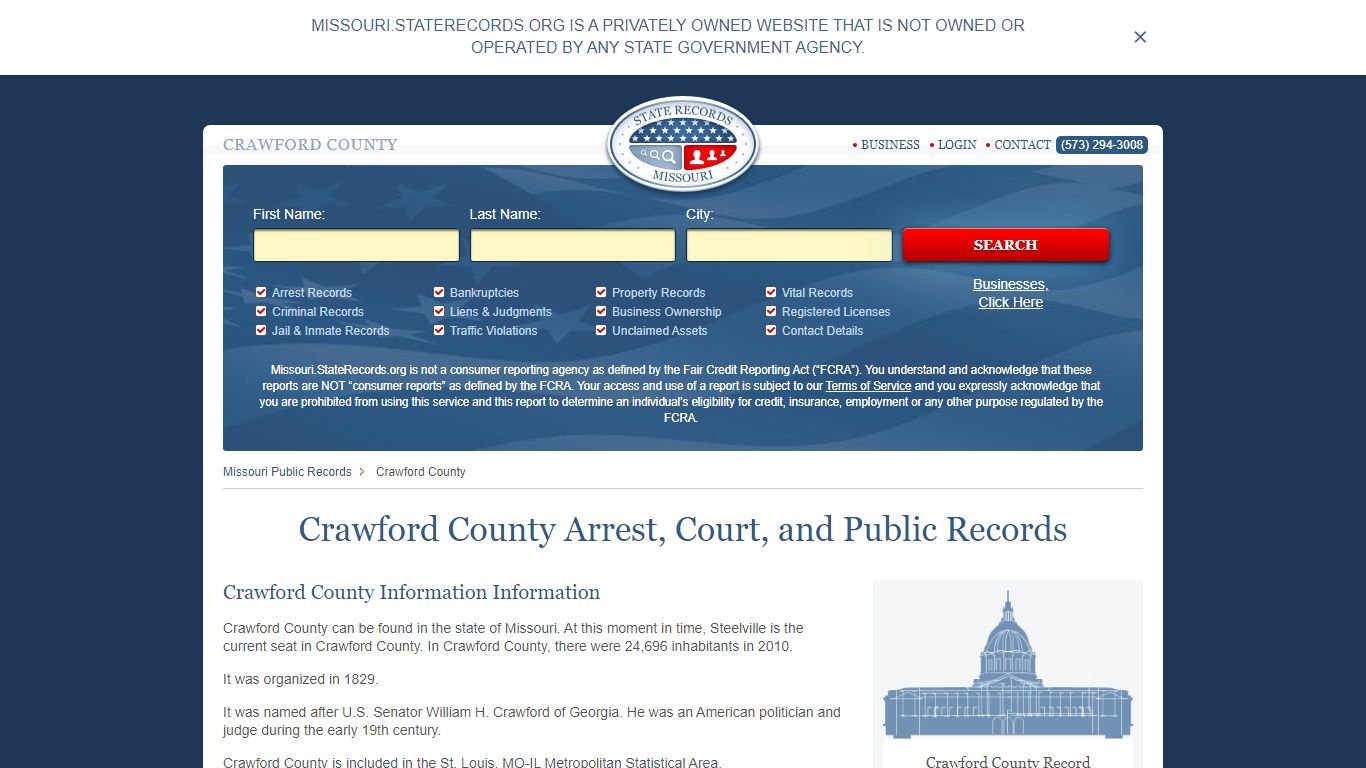 Crawford County Arrest, Court, and Public Records